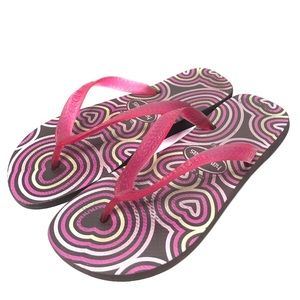 HAVAIANAS hearts flip flop thong sandals pink brown 9